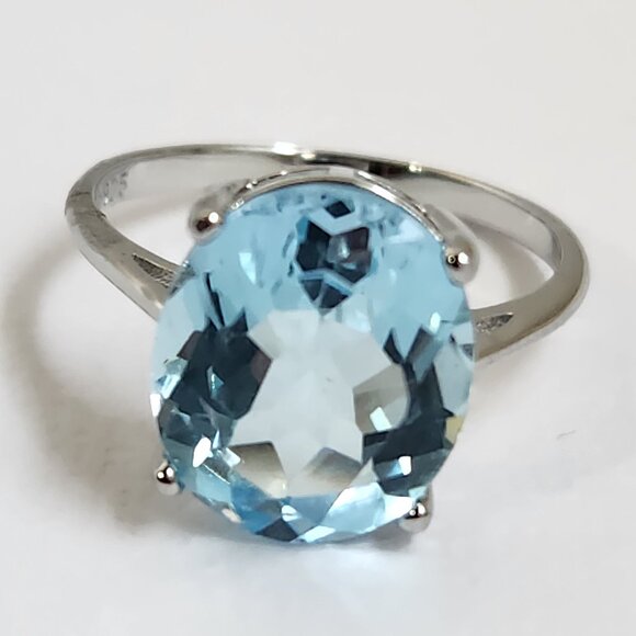 NIB Big 5.40ct Glacier Topaz 925 Silver Ring Size 6 - Picture 4 of 10